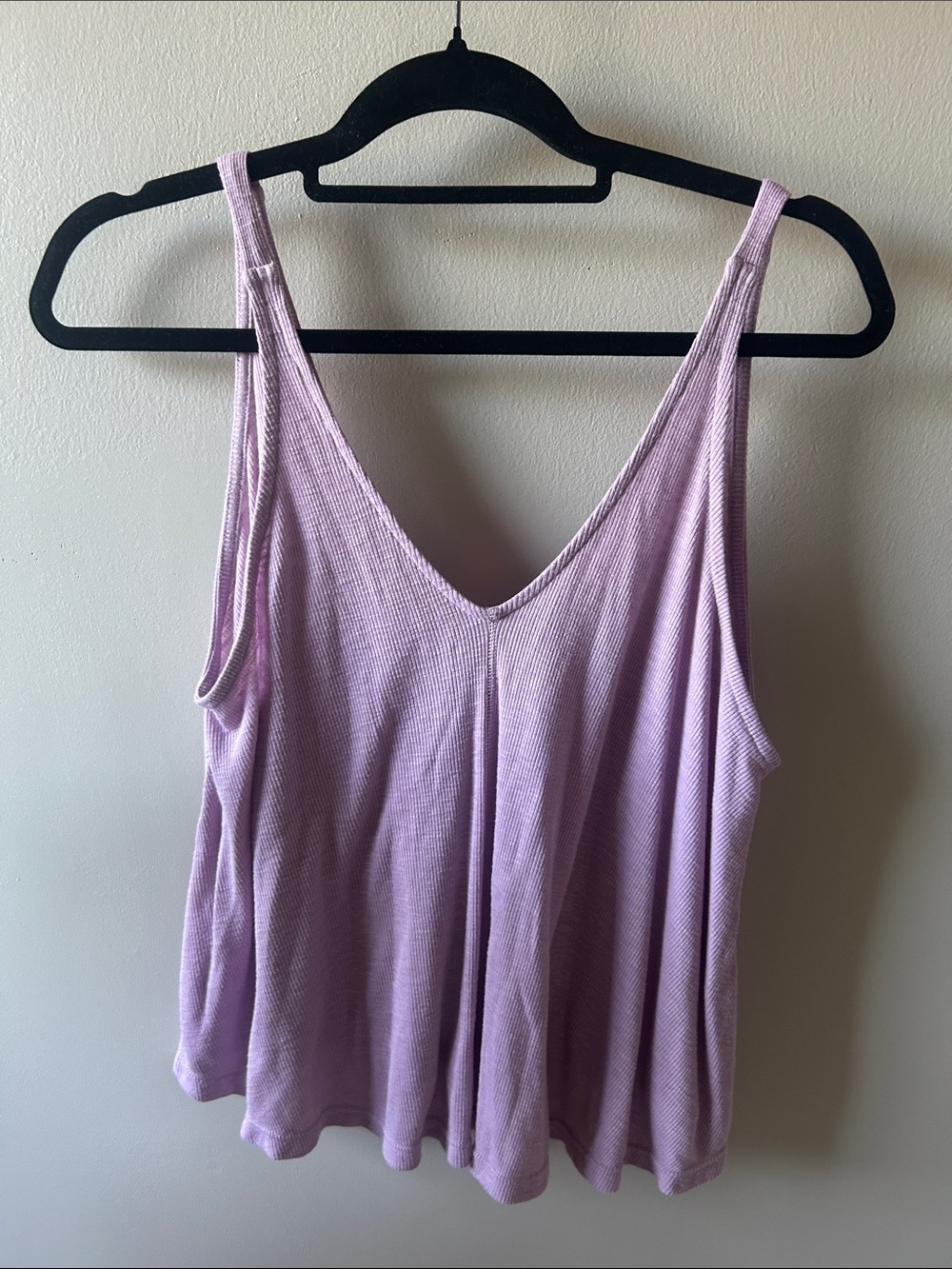 Free People Lavender Ribbed V-Neck Tank Top